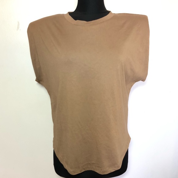 Good American Tops - Good American Strong Shoulder Taupe Tank Size 2